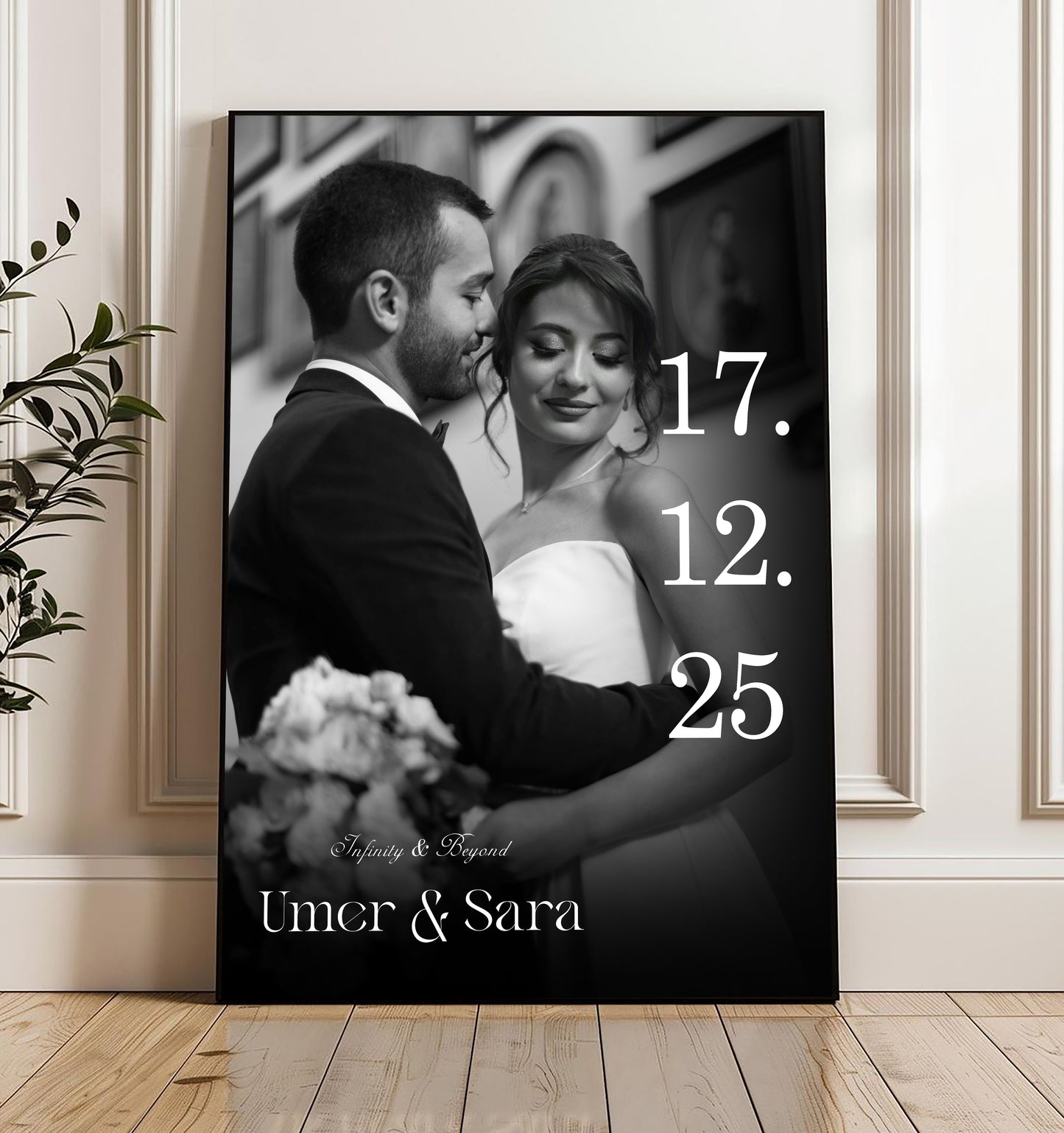 Custom Couple Photo Board – Personalized Names & Date Wall Art